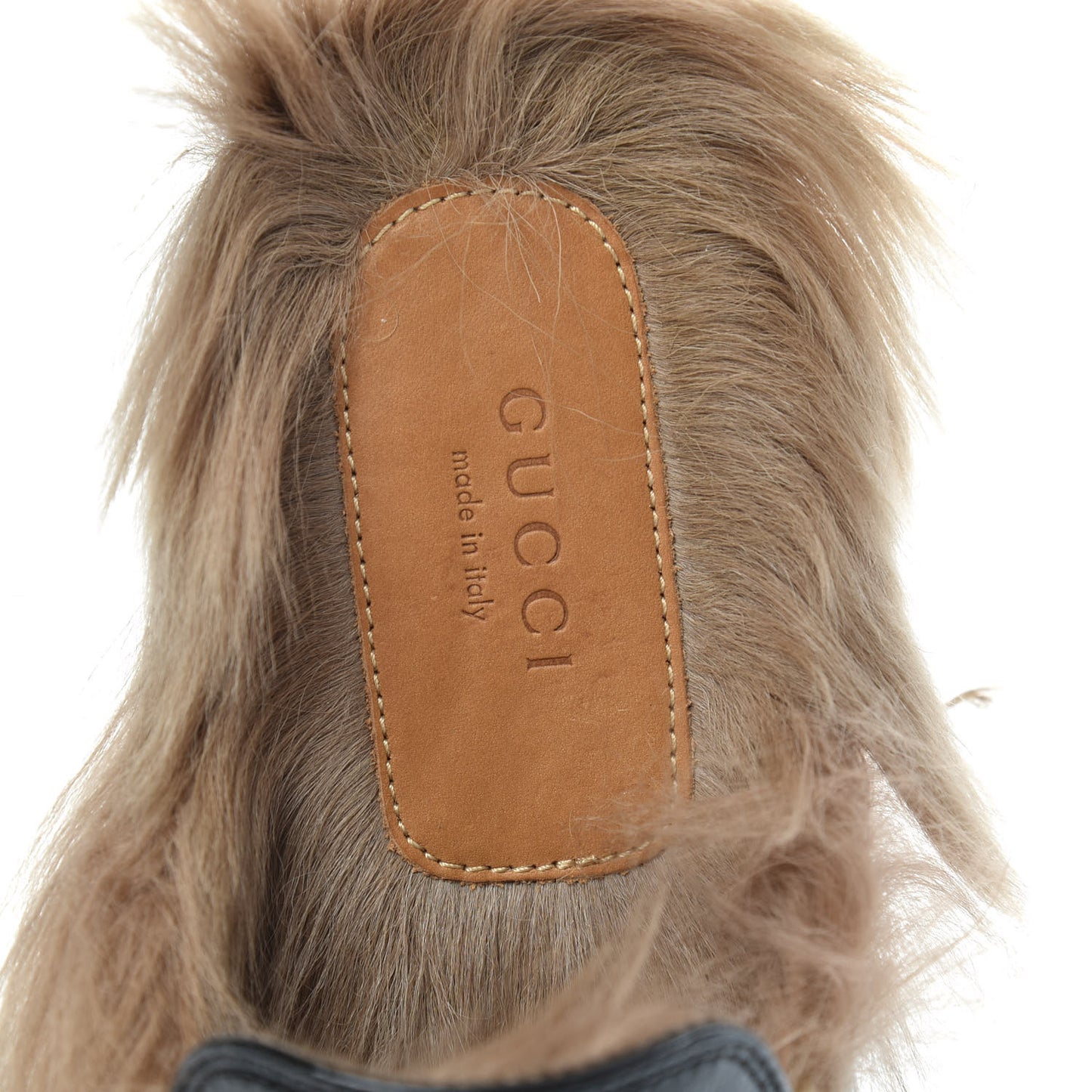 Patent Fur Womens Princetown Slippers 37.5 Black