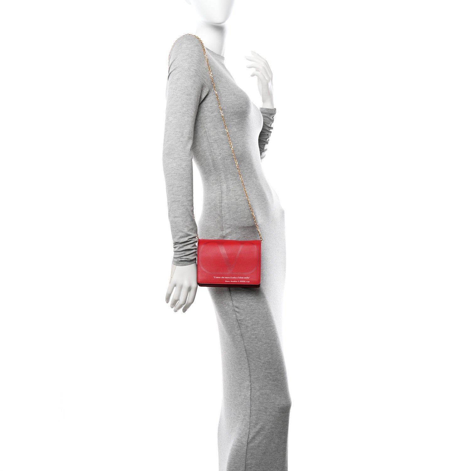 Valentino Garavani Calfskin Love Lab Go Logo Wallet on Chain Rouge Pur 2 of 10