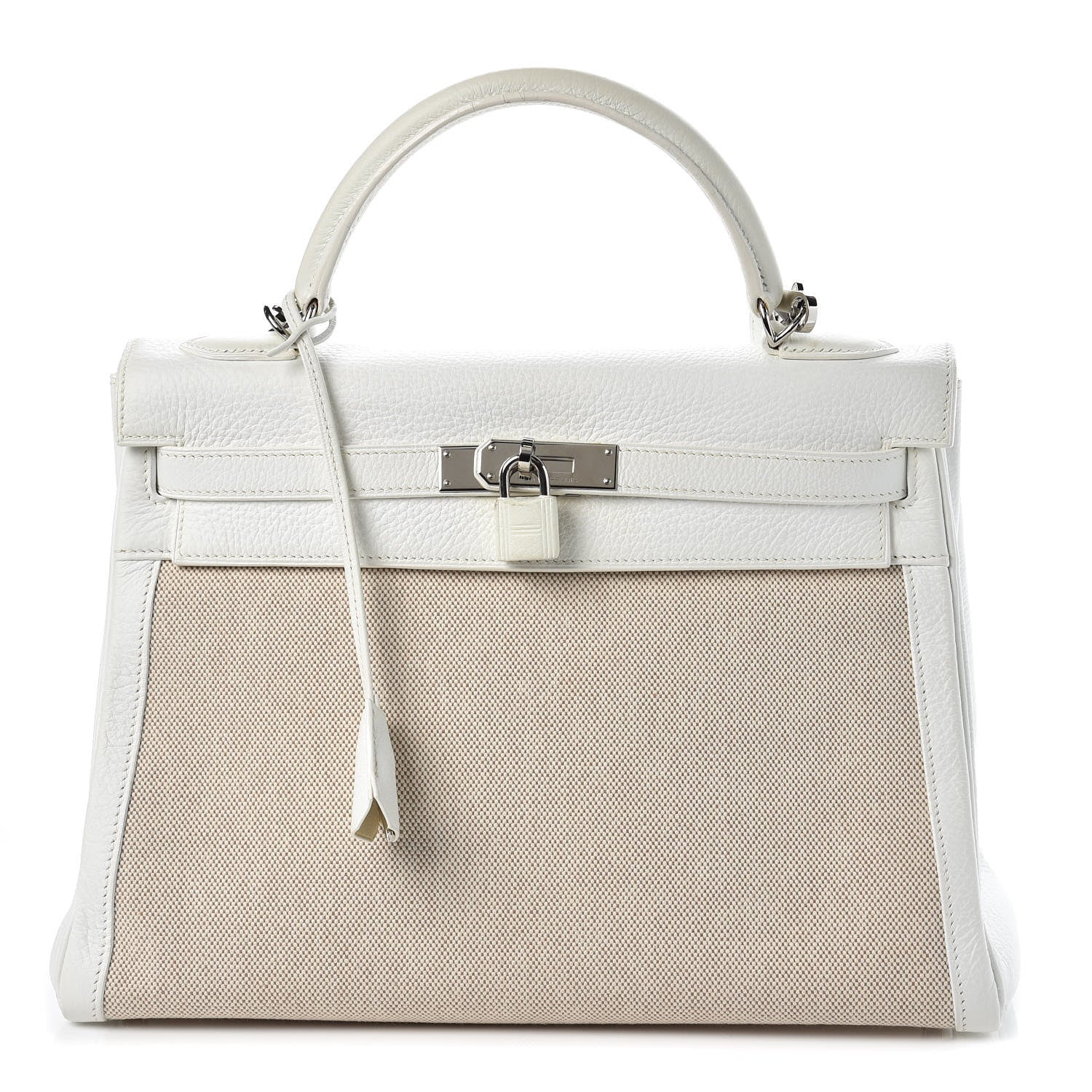 Hermes Taurillon Clemence Toile Kelly Retourne 32 White 1 of 40