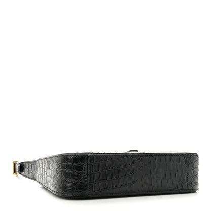 Saint Laurent Calfskin Crocodile Embossed LE 5 A 7 Hobo Black 4 of 9