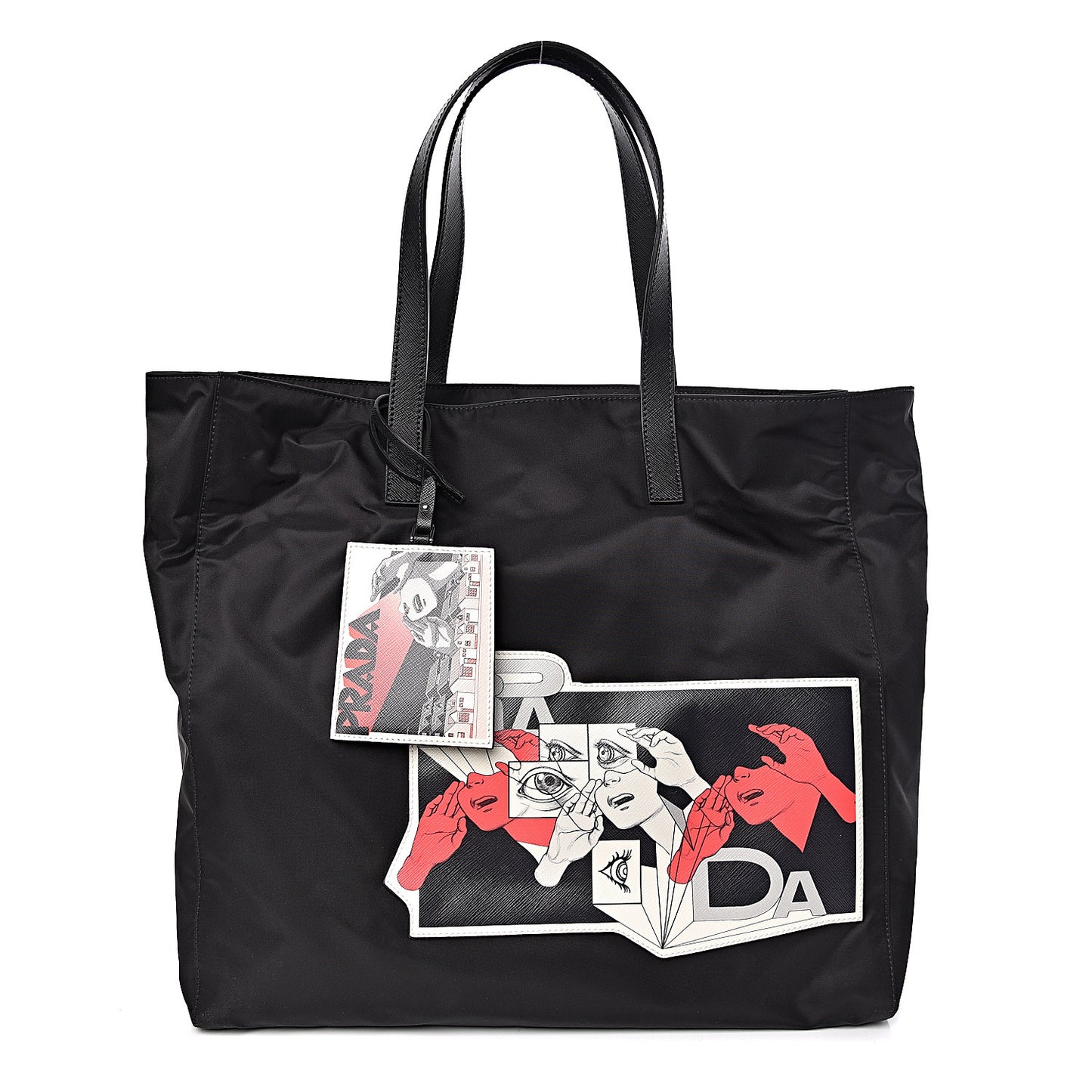 X JAMES JEAN Tessuto Nylon Patch Shopping Tote Black