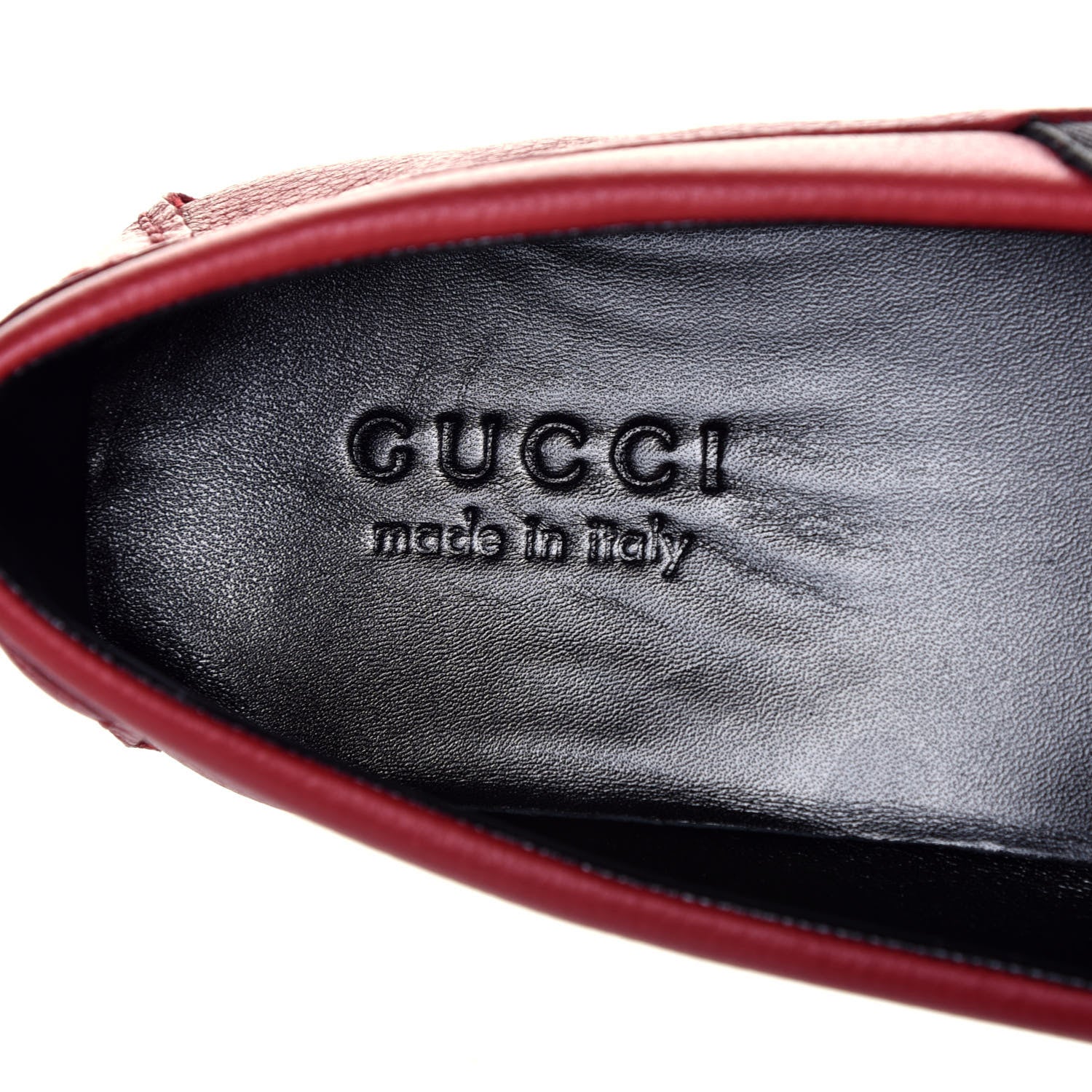 Gucci Calfskin Web Mens Driver Loafers 7.5 Red 6 of 8