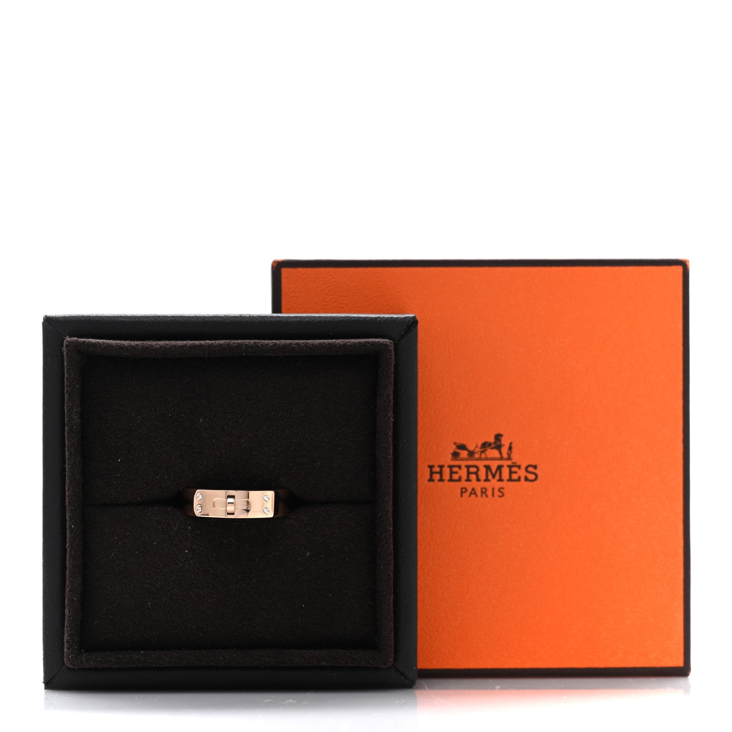 Hermes 18K Rose Gold Diamond PM Kelly Ring 54 7 5 of 5
