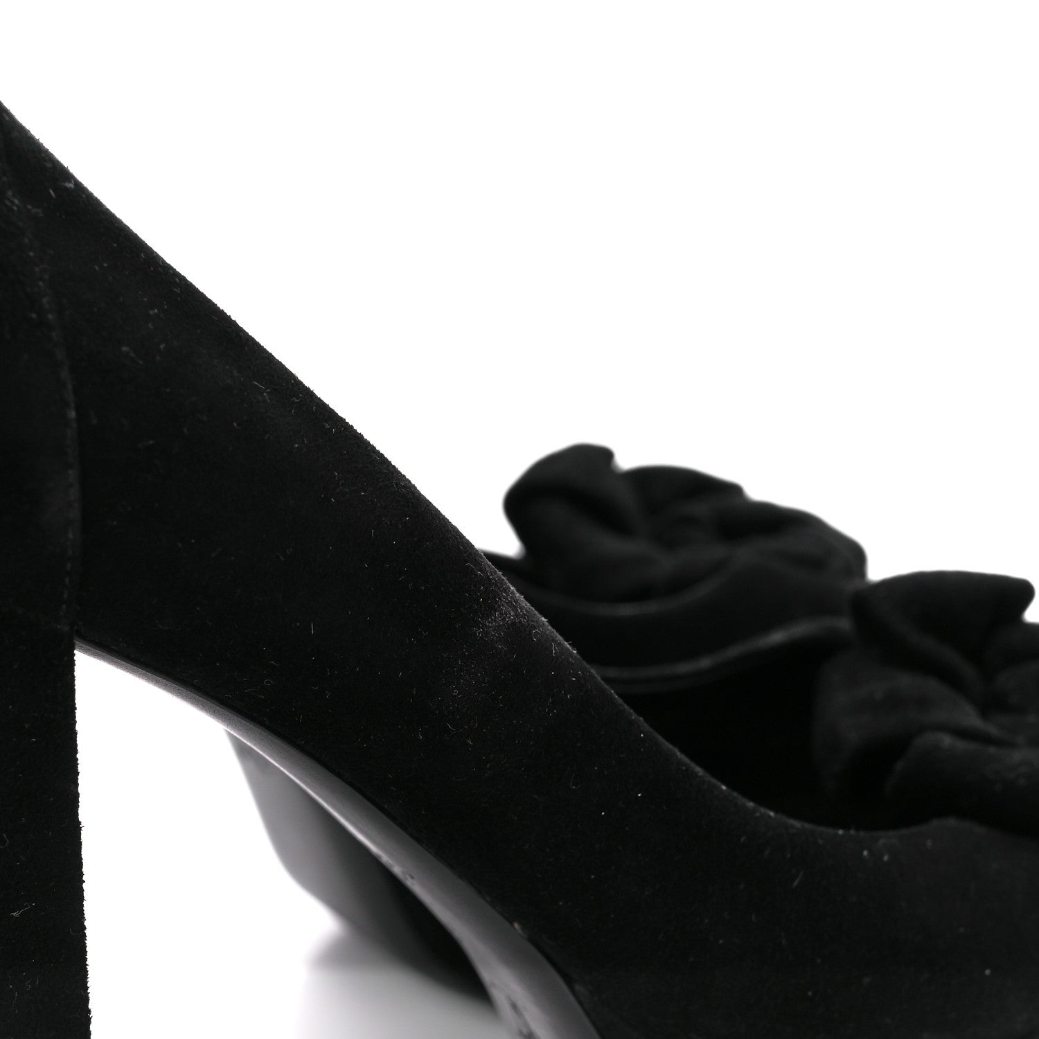 Louis Vuitton Suede Peep Toe Pumps 40 Black 5 of 10
