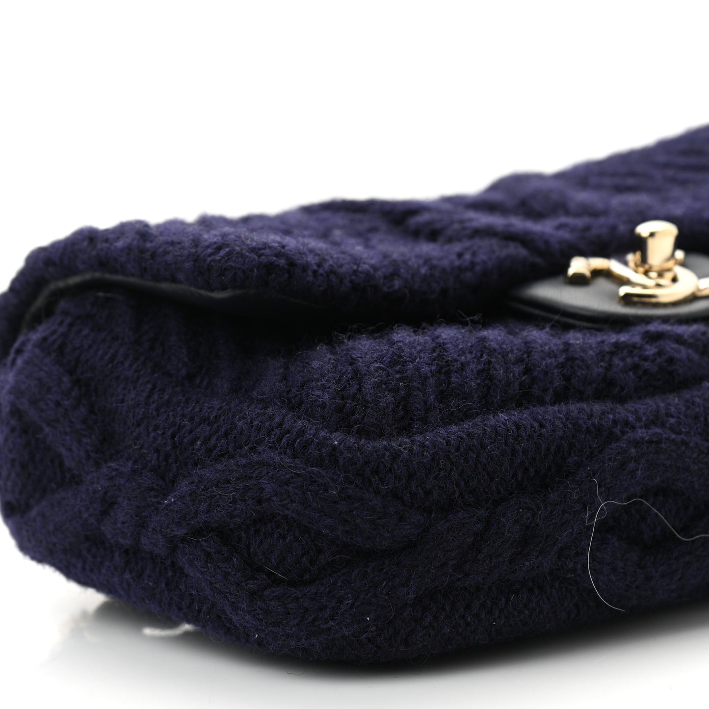 Cable Knit Mini Paris-Hamburg Flap Navy Blue