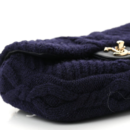 Chanel Cable Knit Mini Paris-Hamburg Flap Navy Blue 9 of 10