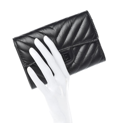Chanel Aged Calfskin Chevron Quilted Reissue Medium Flap Wallet So Black 2 of 10