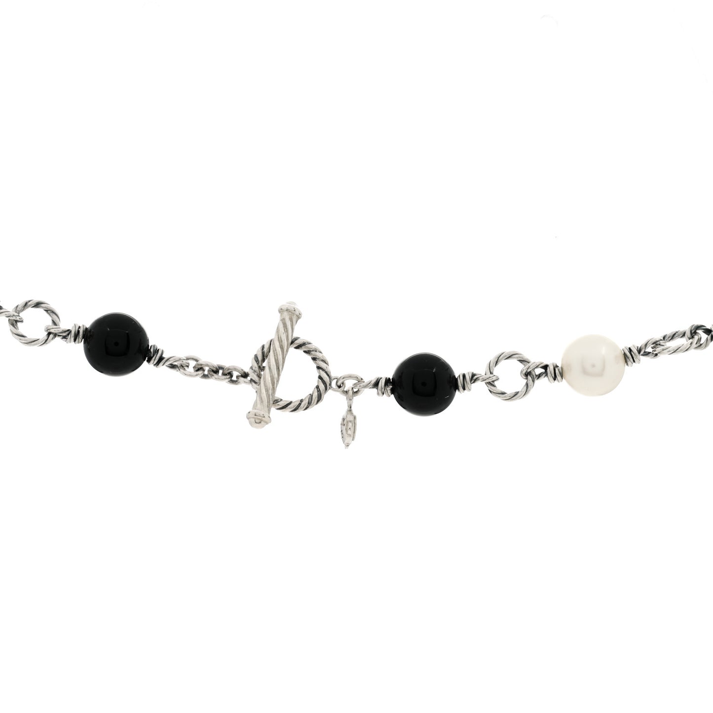 Sterling Silver Black Onyx Pearl Bijoux Necklace