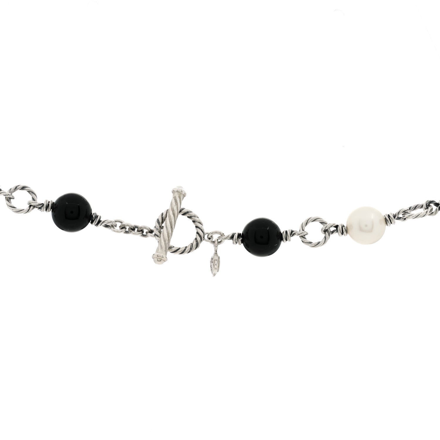 David Yurman Sterling Silver Black Onyx Pearl Bijoux Necklace 3 of 4