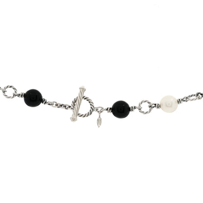 David Yurman Sterling Silver Black Onyx Pearl Bijoux Necklace 3 of 4