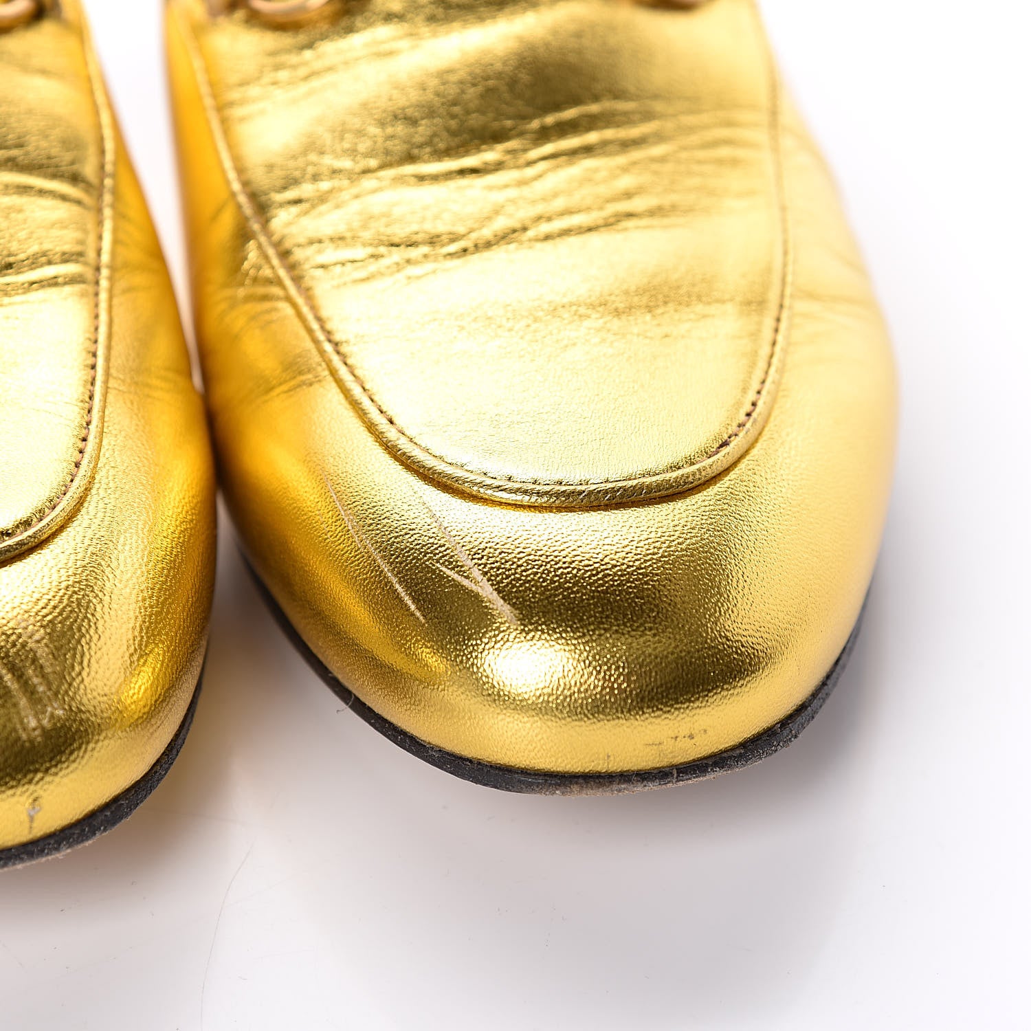 Gucci Metallic Nappa Womens Princetown Slippers 37 Gold 15 of 18