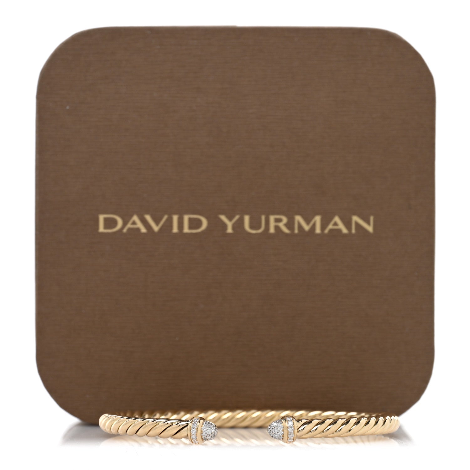 David Yurman 18K Yellow Gold Diamond 4mm Cablespira Bracelet 4 of 4