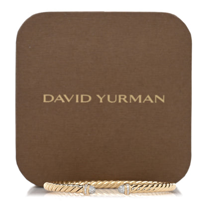 David Yurman 18K Yellow Gold Diamond 4mm Cablespira Bracelet 4 of 4