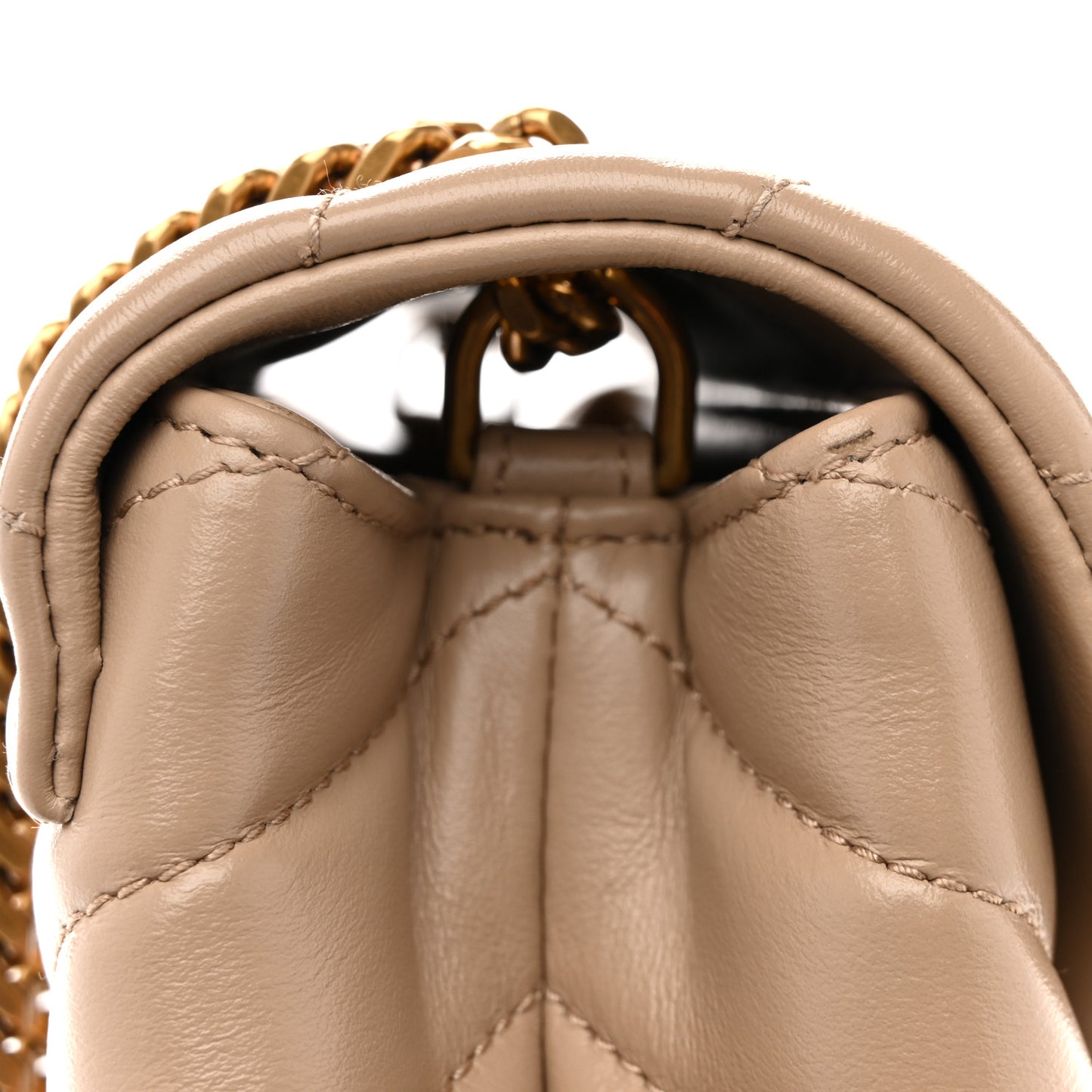 Calfskin Y Quilted Monogram Small Loulou Chain Satchel Dark Beige