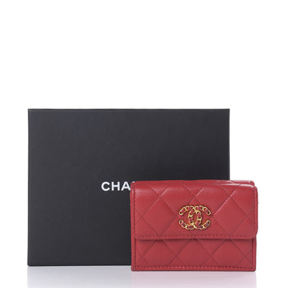 Chanel Lambskin Quilted Small 19 Flap Wallet Red 14 of 14