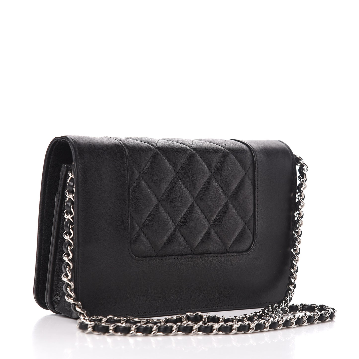 Sheepskin Quilted Mademoiselle Vintage Wallet On Chain WOC Black