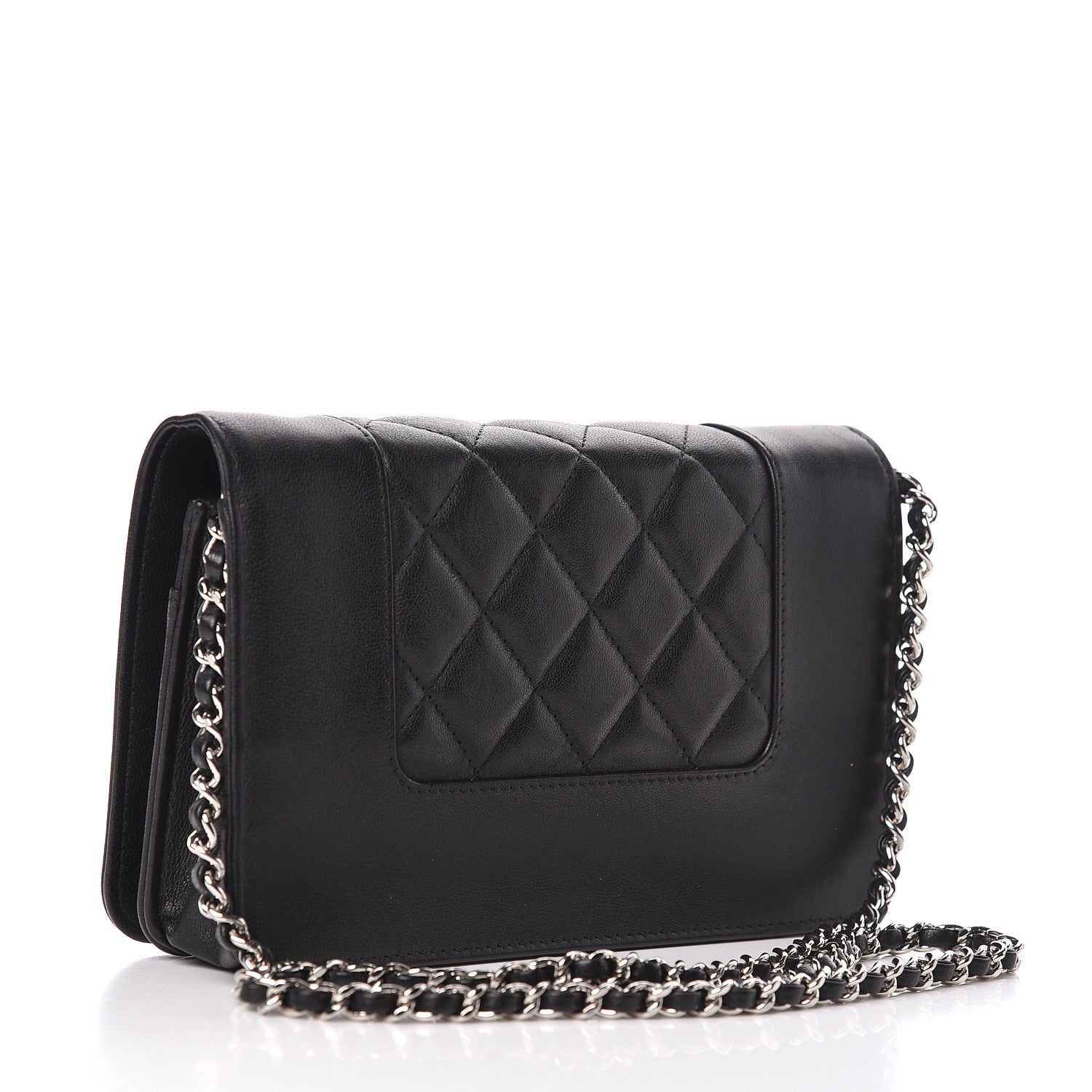 Chanel Sheepskin Quilted Mademoiselle Vintage Wallet On Chain WOC Black 3 of 17