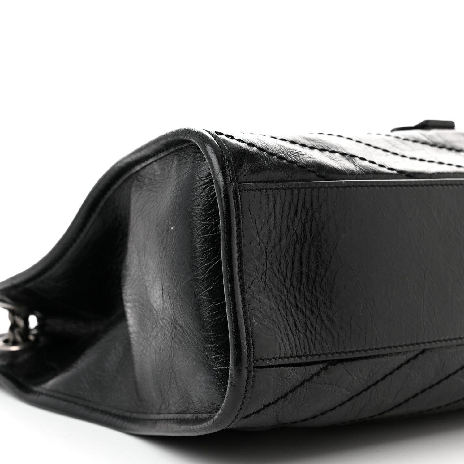 Saint Laurent Crinkled Calfskin Matelasse Monogram Medium Niki Shopper Tote Black 9 of 12