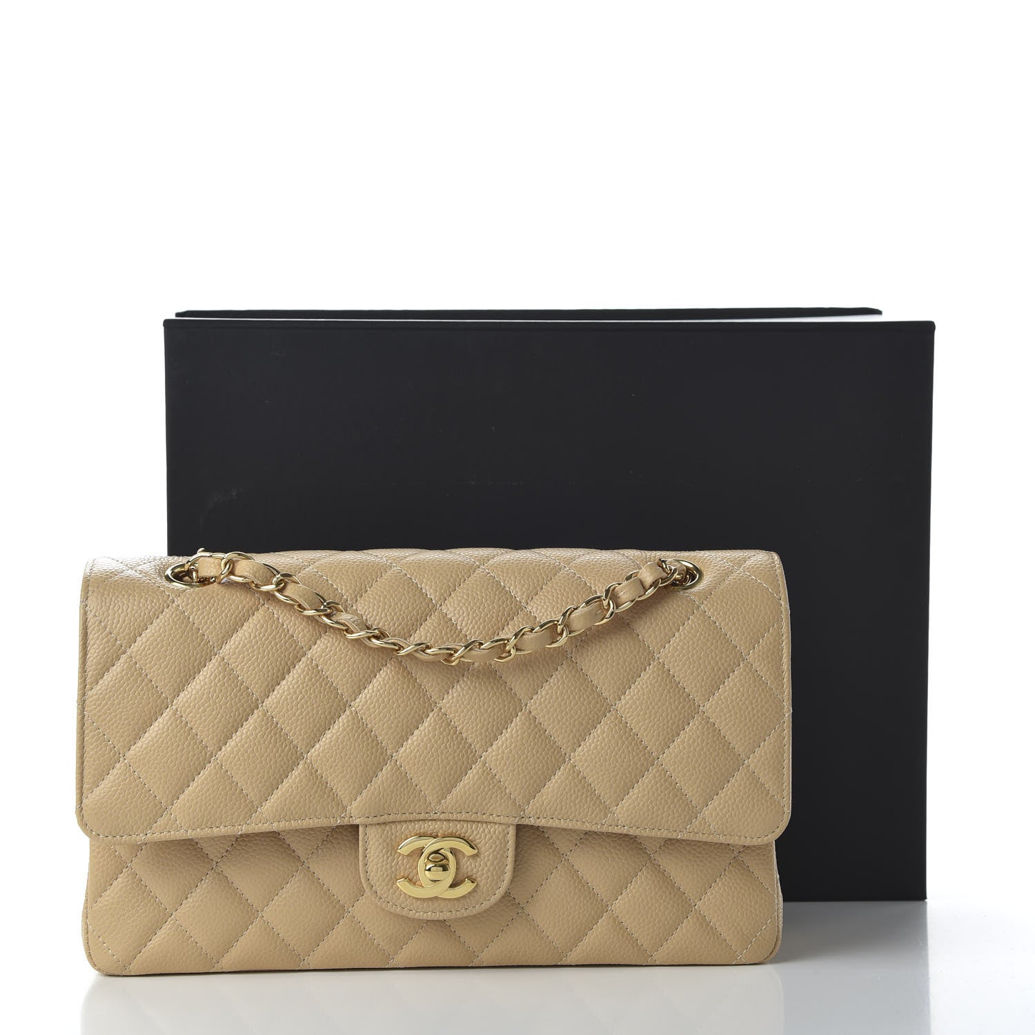 Chanel Caviar Quilted Medium Double Flap Beige 11 of 11