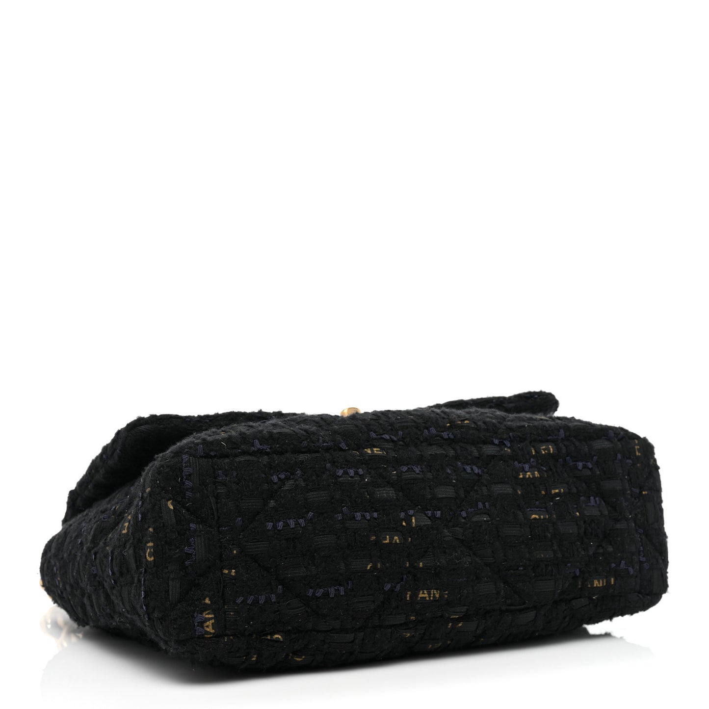 Tweed Quilted Large Chanel 19 Flap Black Navy Gold