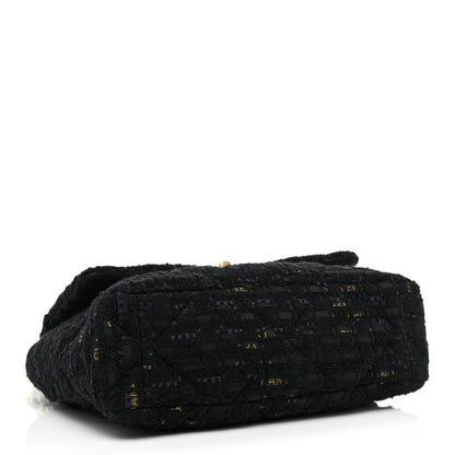 Chanel Tweed Quilted Large Chanel 19 Flap Black Navy Gold 4 of 8