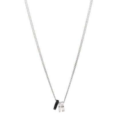 Cartier 18K White Gold Ceramic Diamond Three Ring LOVE Necklace 1 of 4