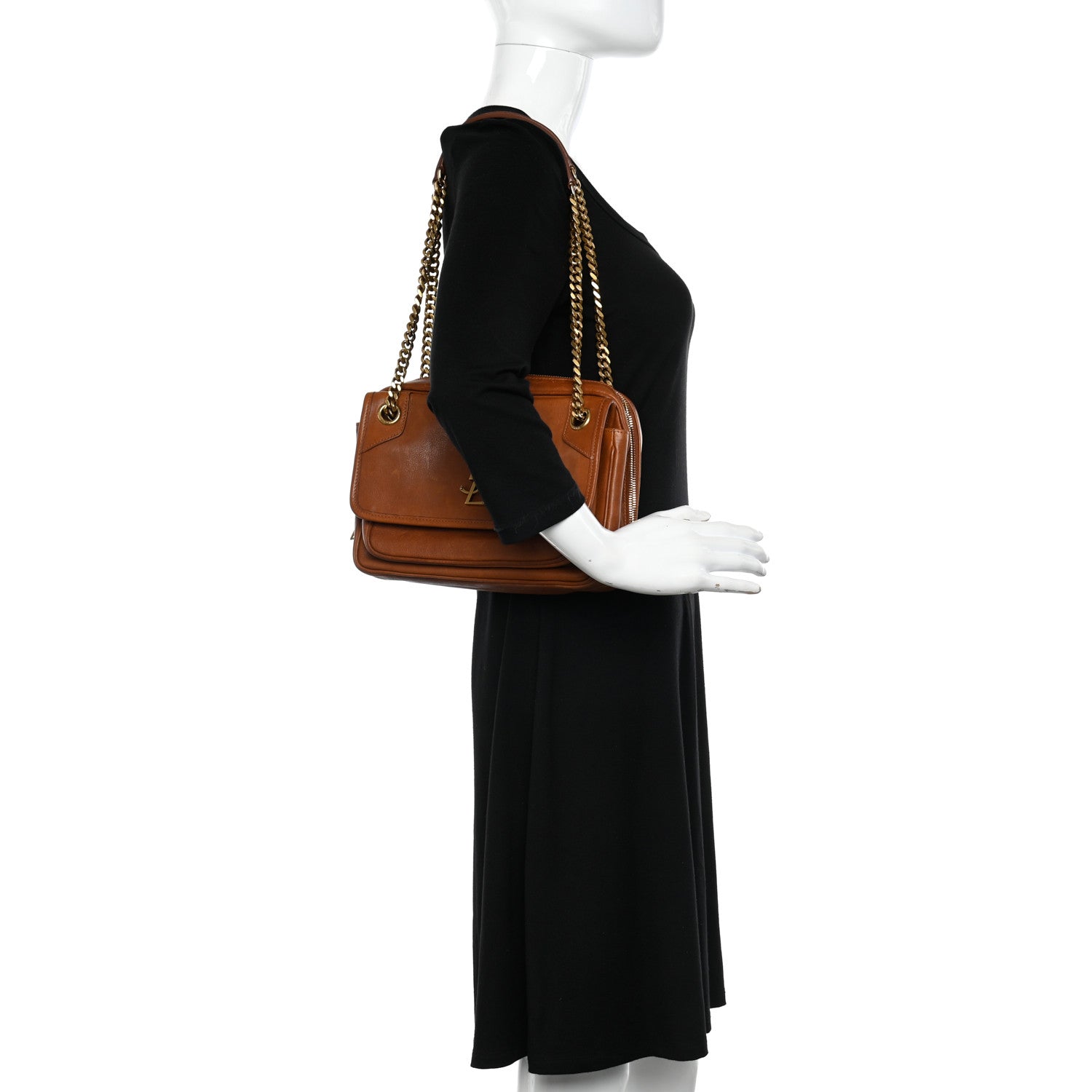 Saint Laurent Calfskin Monogram Medium Niki Chain Satchel Cognac 2 of 10