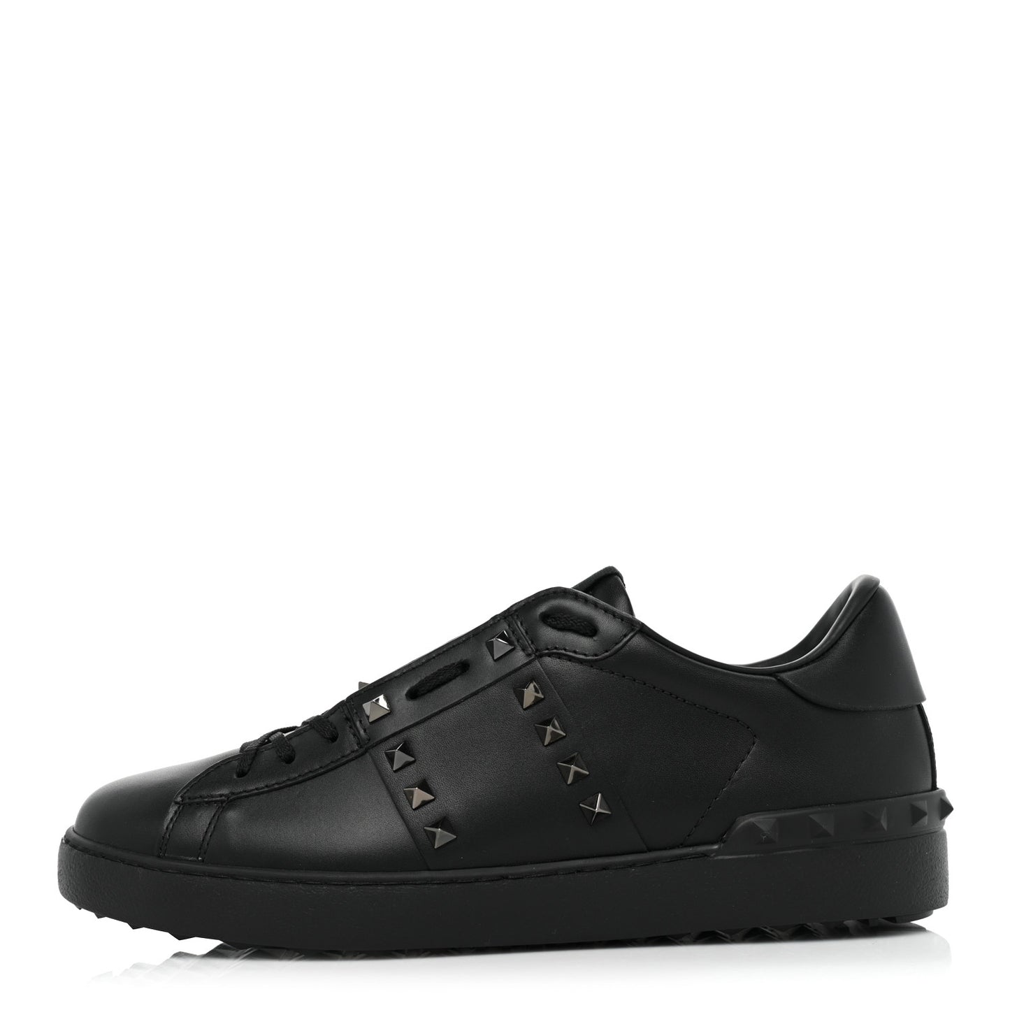 Calfskin Mens Rockstud Untitled Open Sneakers 42 Black