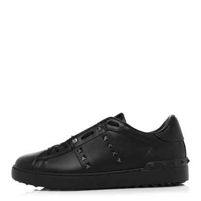 Valentino Garavani Calfskin Mens Rockstud Untitled Open Sneakers 42 Black 1 of 13