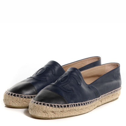 Chanel Lambskin CC Espadrilles 40 Navy Blue Black 3 of 8