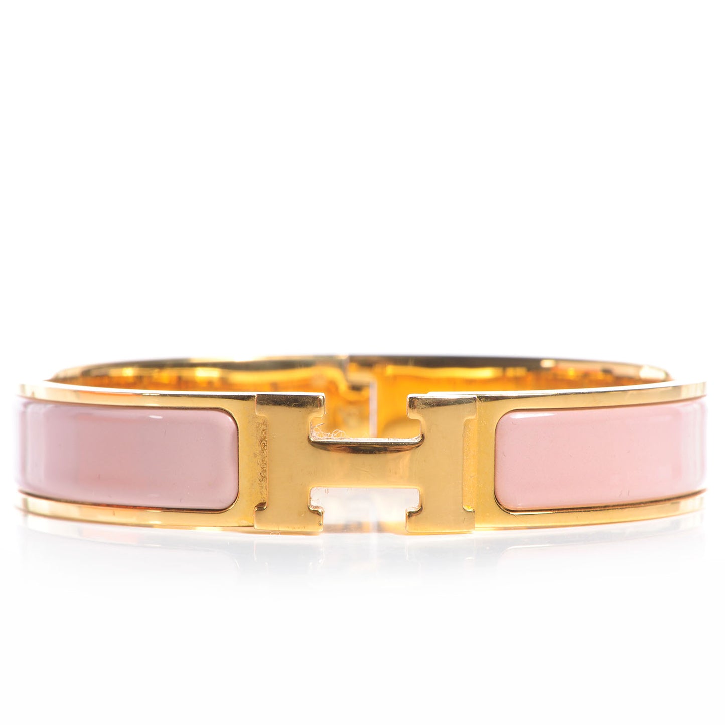 Narrow Enamel Clic Clac H Bracelet PM Rose Poudre
