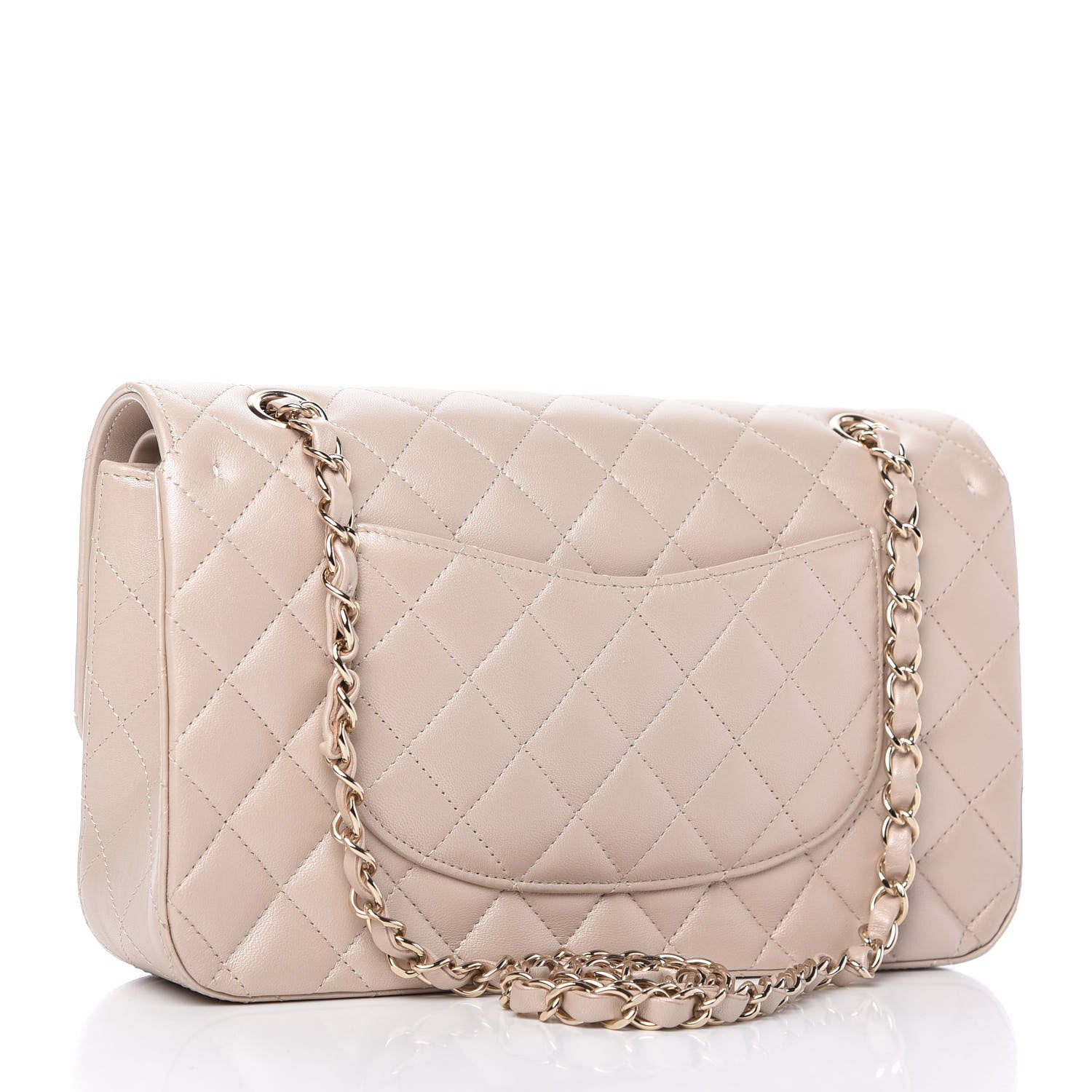 Chanel Iridescent Lambskin Quilted Medium Double Flap Beige 3 of 11