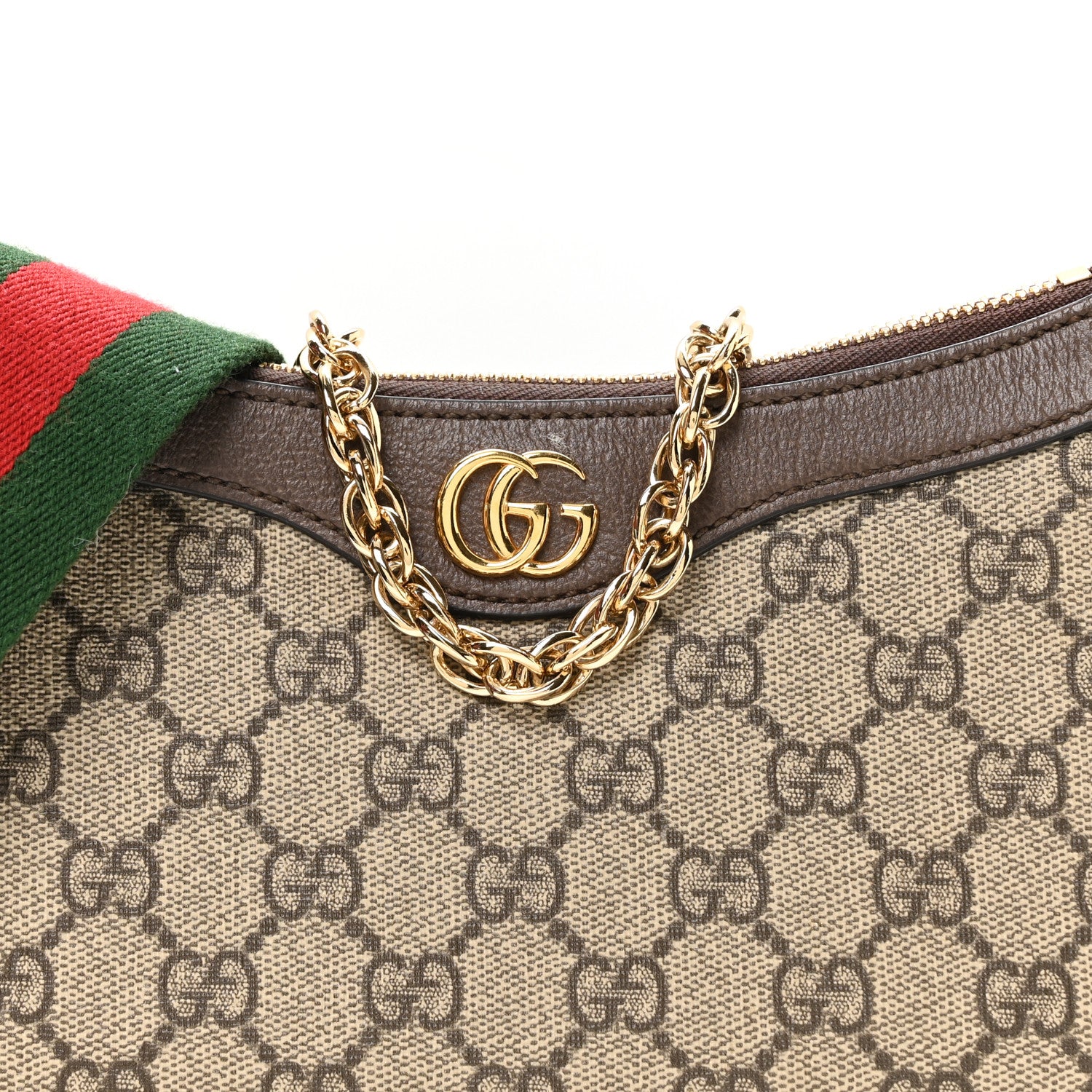 Gucci GG Supreme Monogram Textured Dollar Calfskin Web Small Ophidia GG Handbag Beige Ebony New Acero 8 of 11