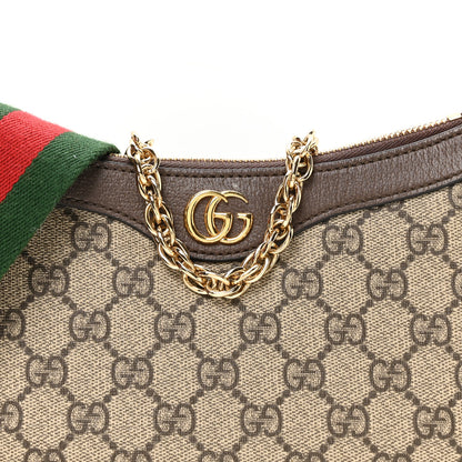 Gucci GG Supreme Monogram Textured Dollar Calfskin Web Small Ophidia GG Handbag Beige Ebony New Acero 8 of 11