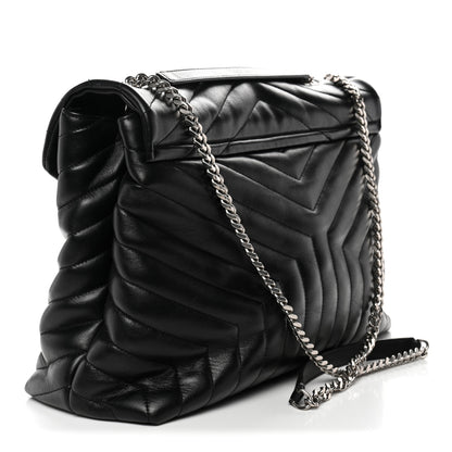 Saint Laurent Calfskin Y Quilted Monogram Large Loulou Chain Satchel Black Black 3 of 14