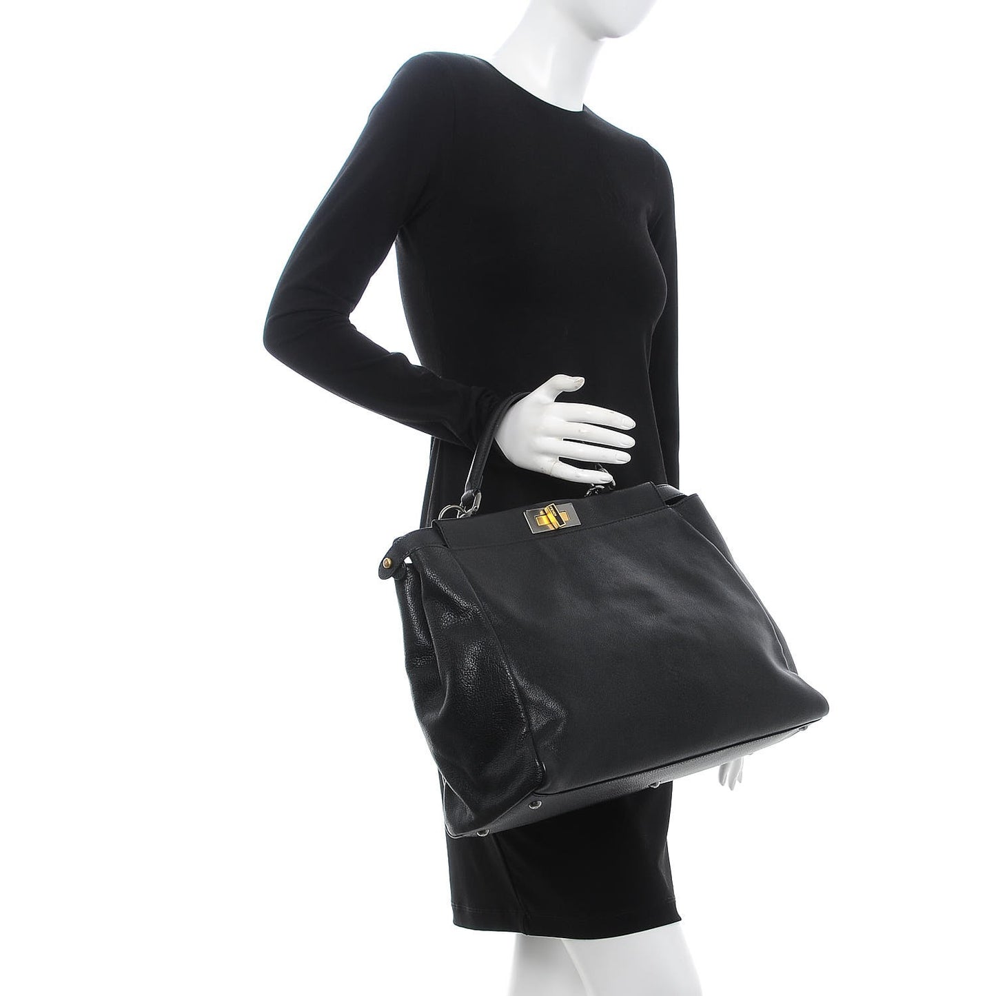 Goatskin Large Peekaboo Iconic Satchel Black Lampone