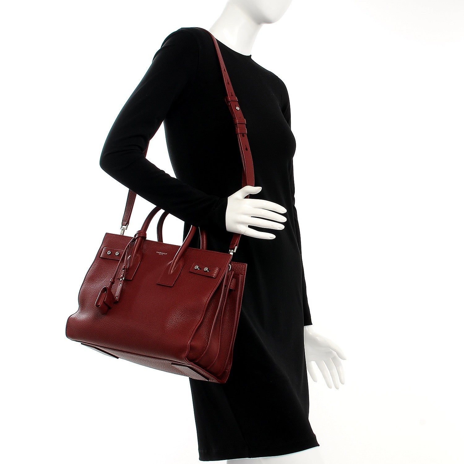 Saint Laurent Grained Calfskin Small Supple Sac De Jour Dark Pallisandre 2 of 8