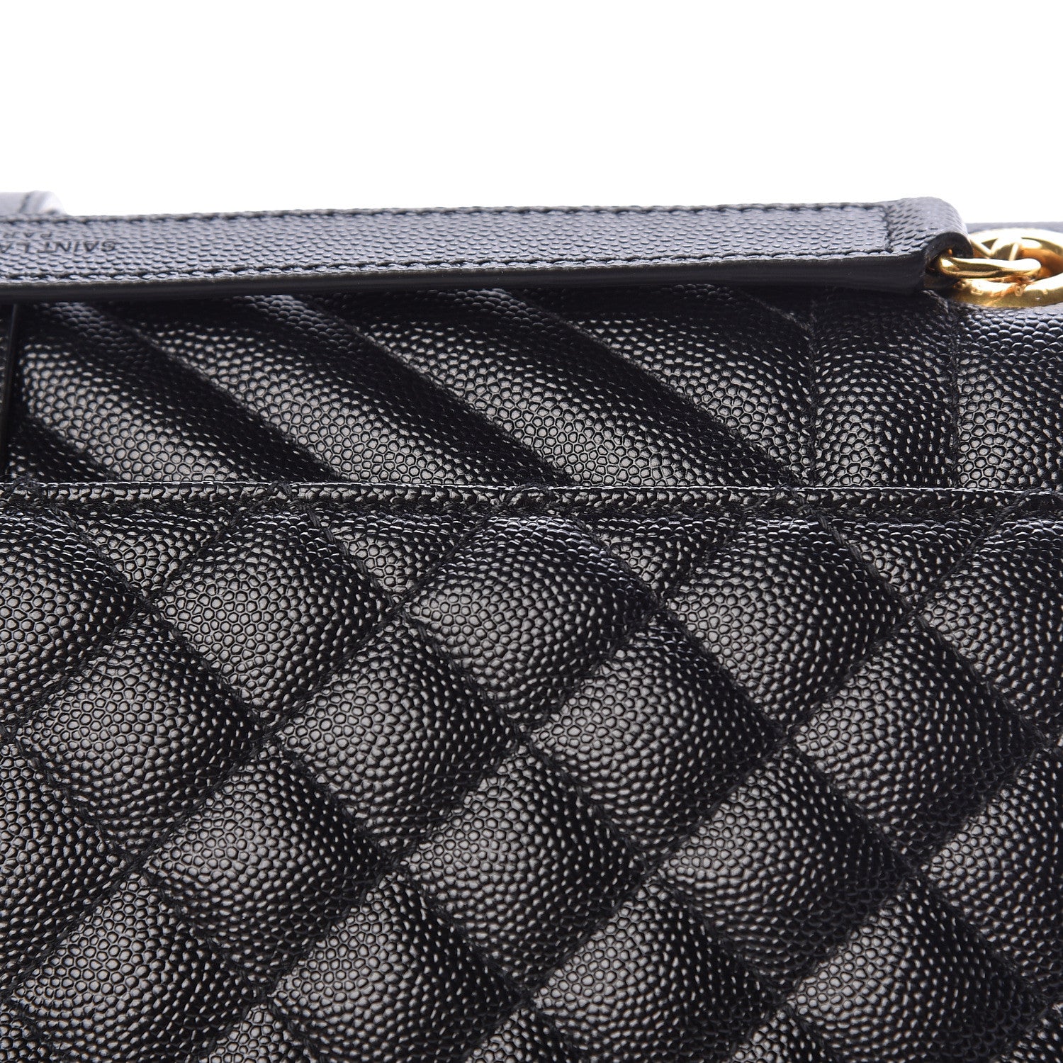 Saint Laurent Grain De Poudre Textured Mixed Matelasse Large Triquilt Monogram Satchel Black 12 of 14