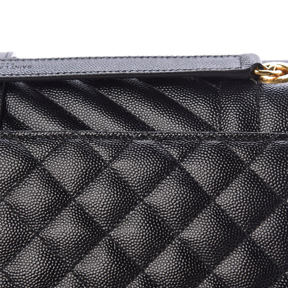 Saint Laurent Grain De Poudre Textured Mixed Matelasse Large Triquilt Monogram Satchel Black 12 of 14
