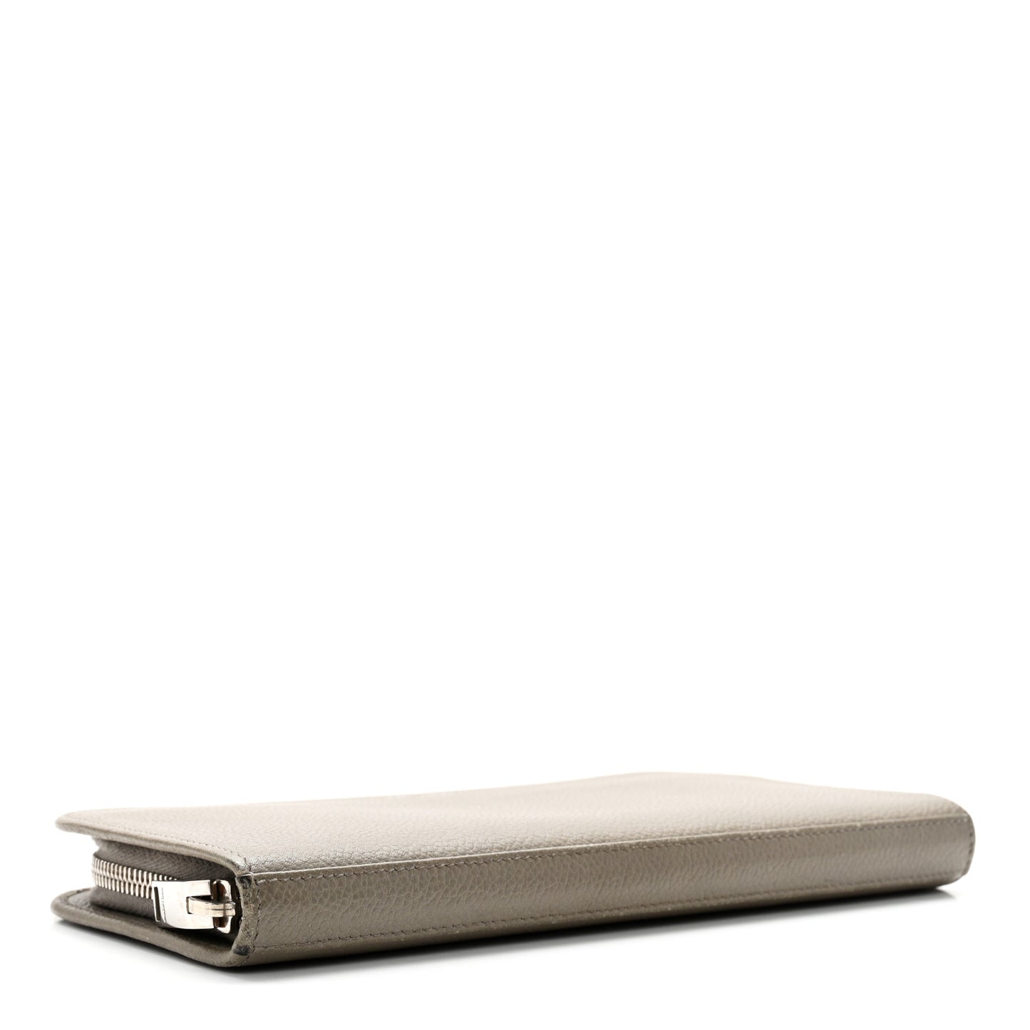 Grained Calfskin Classic Zip Around Continental Wallet Light Grey