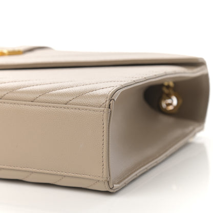 Saint Laurent Grain De Poudre Matelasse Chevron Large Monogram Satchel Dark Beige 10 of 14