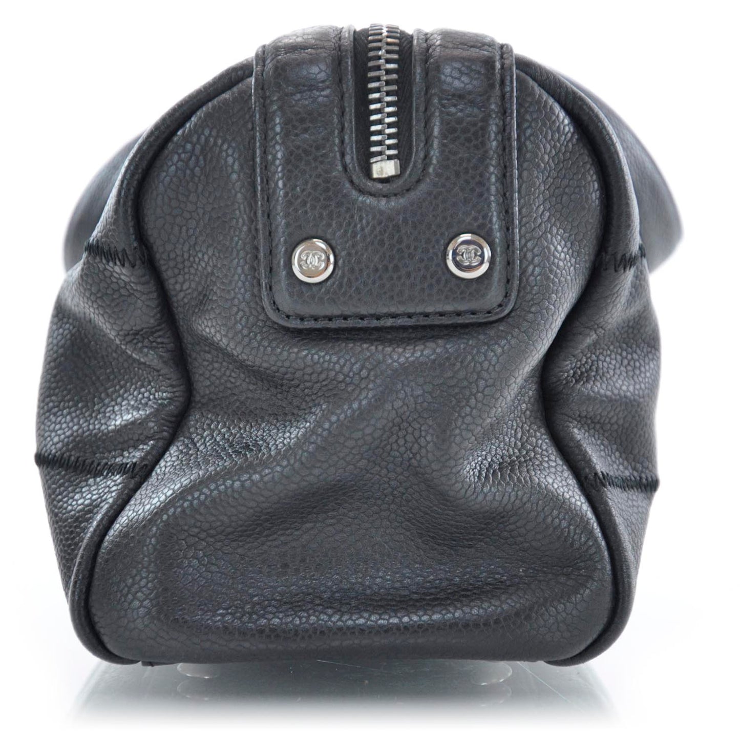 Caviar Square Stitched Satchel Black