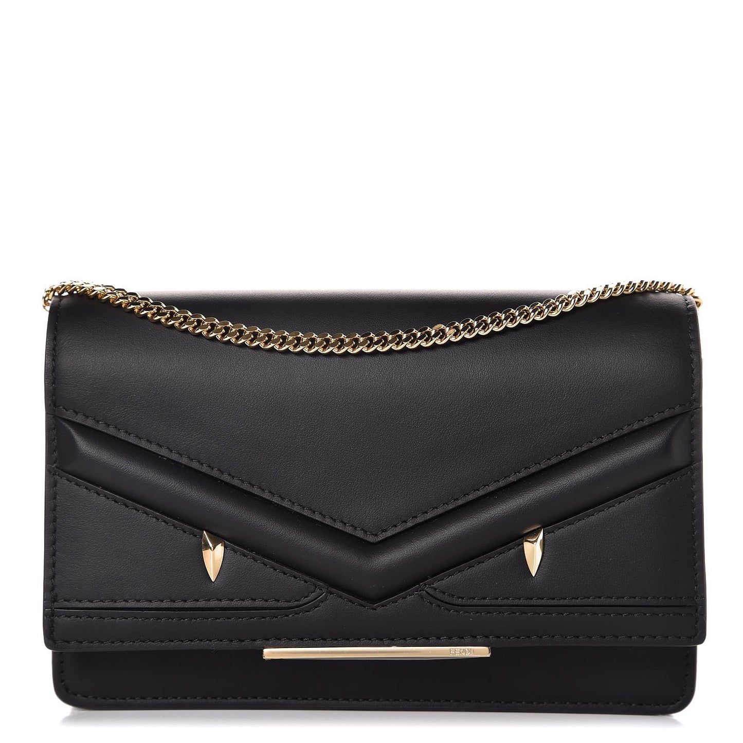 Vitello Century Eyebrow Monster Eyes Embossed Tube Wallet On Chain Black