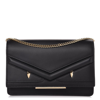 Fendi Vitello Century Eyebrow Monster Eyes Embossed Tube Wallet On Chain Black 1 of 7