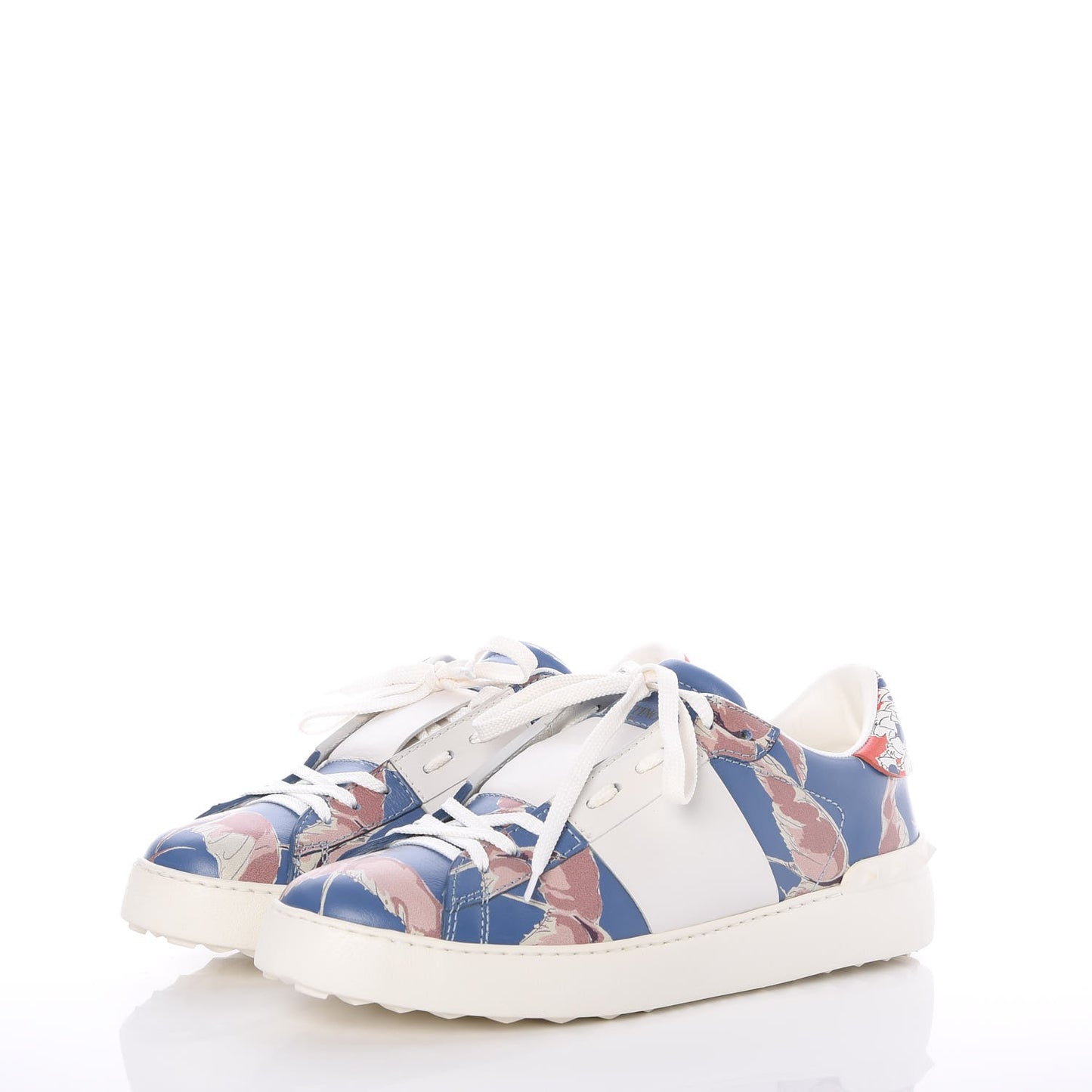 Calfskin Japanese Bird Print Rockstud Open Sneakers 40