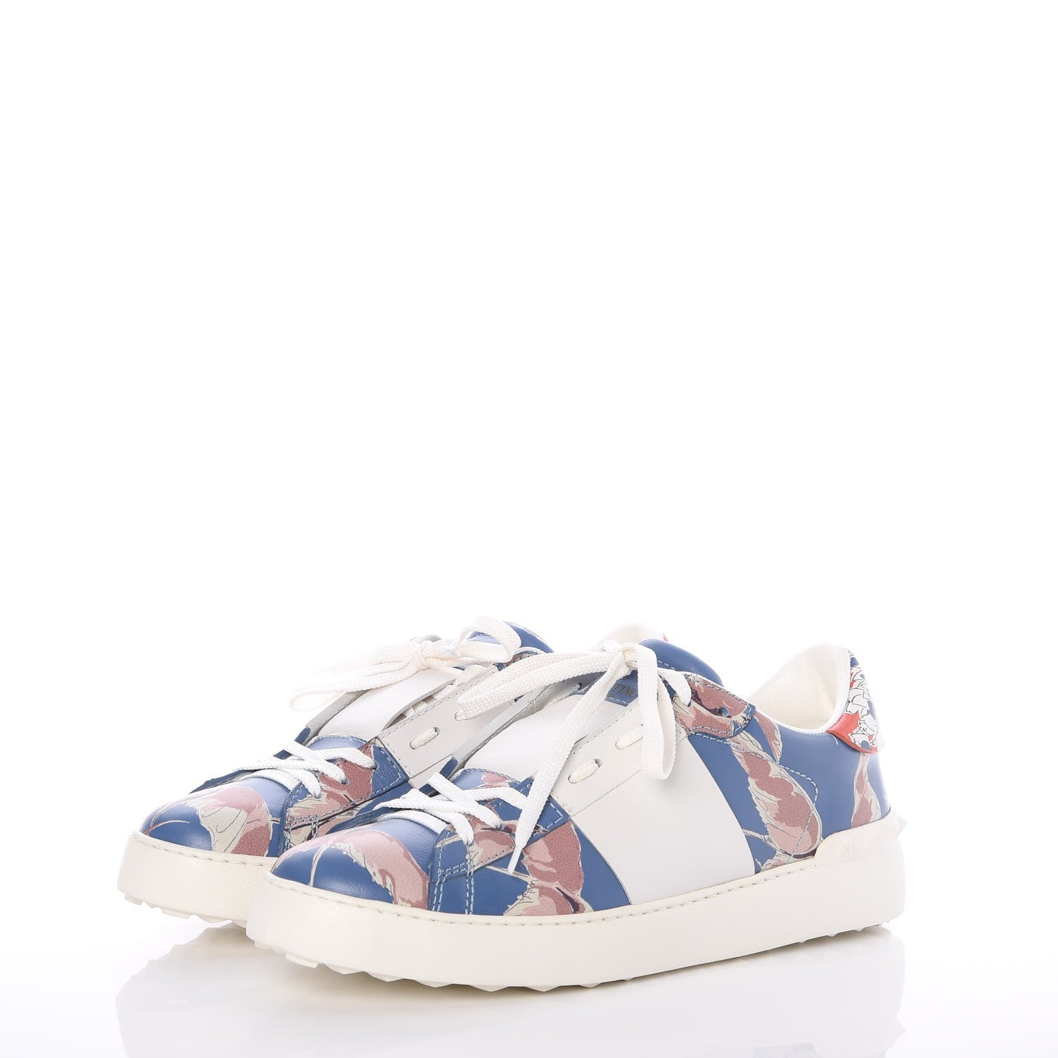 Valentino Garavani Calfskin Japanese Bird Print Rockstud Open Sneakers 40 3 of 9