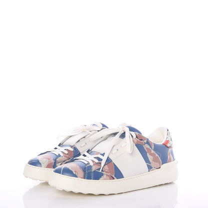 Valentino Garavani Calfskin Japanese Bird Print Rockstud Open Sneakers 40 3 of 9