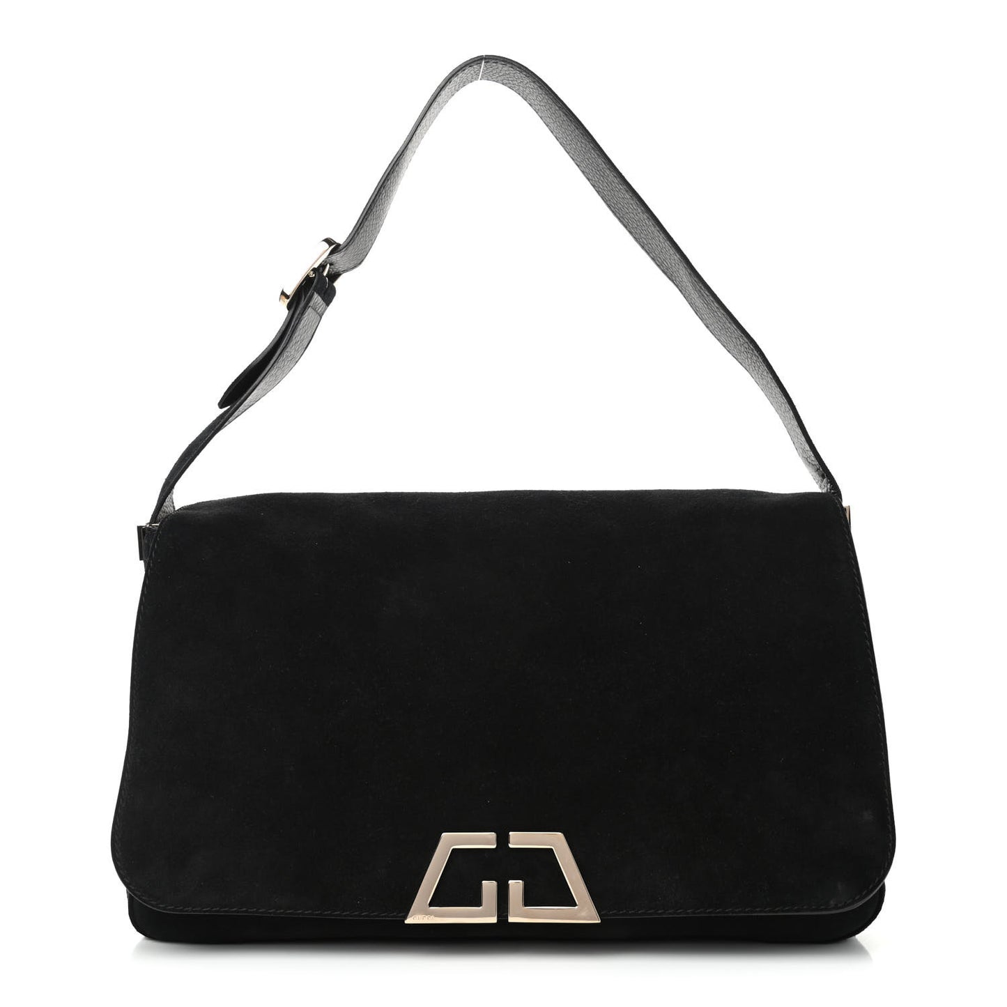 Suede G Square Medium Shoulder Bag Black