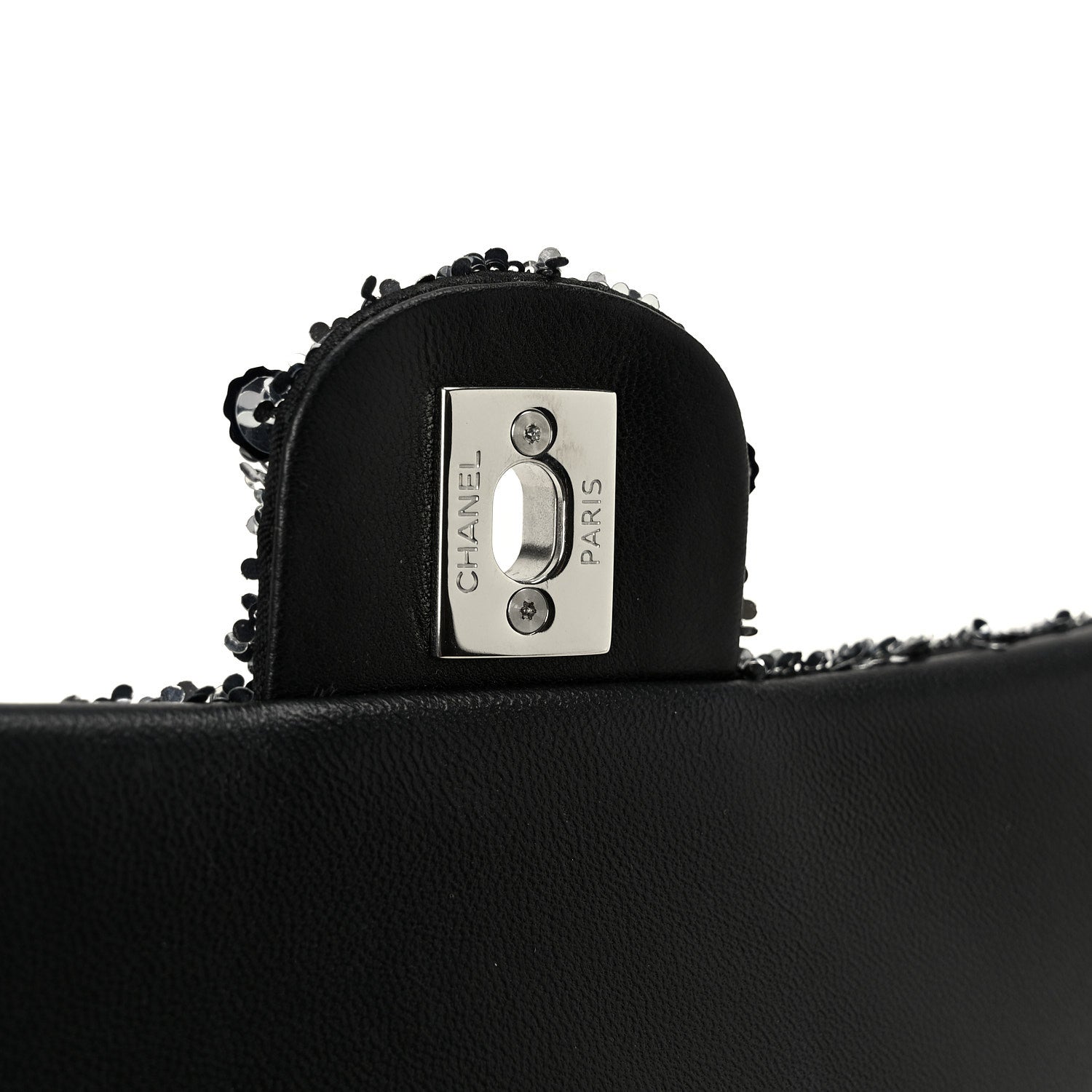 Chanel Sequin Camellia Small Single Flap Silver Black 7 of 12