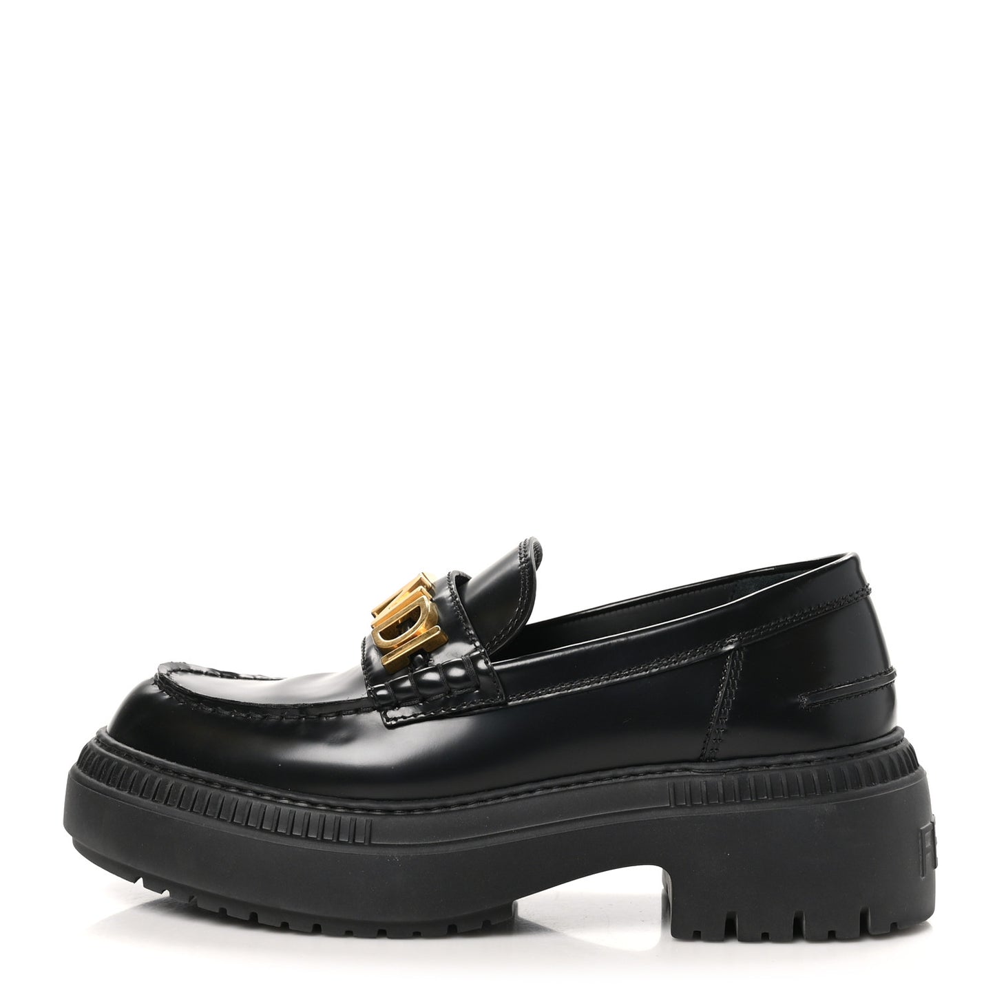 Vitello Abrasivato Fendigraphy 50mm Loafers 38.5 Black